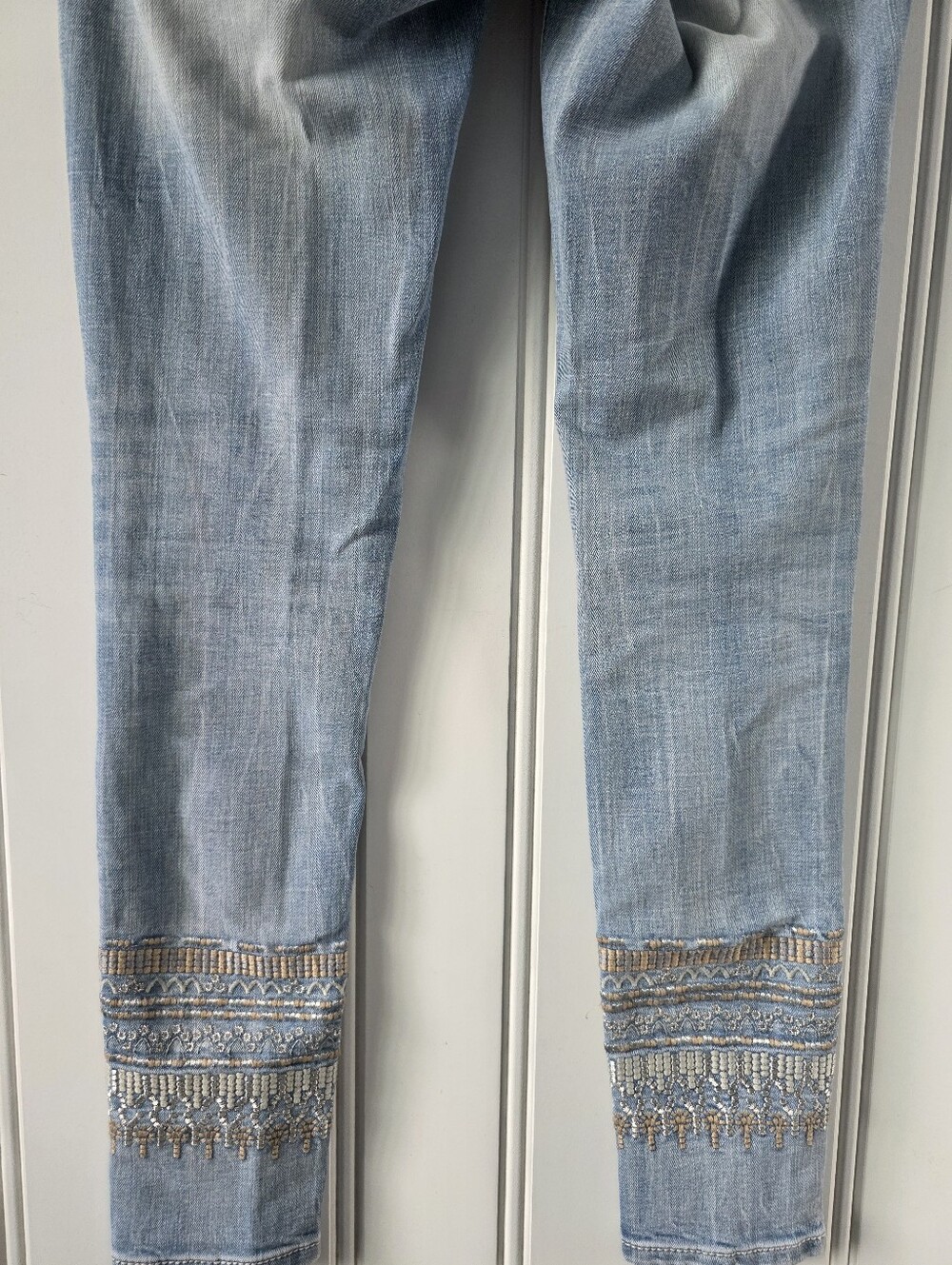 Miss Me Signature Cuffed Skinny Denim Jeans Light Wash Embroidered Size 25 - Picture 9 of 13